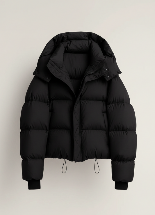 Korte Damesjas met Volumineuze Kraag voor Optimale Warmte