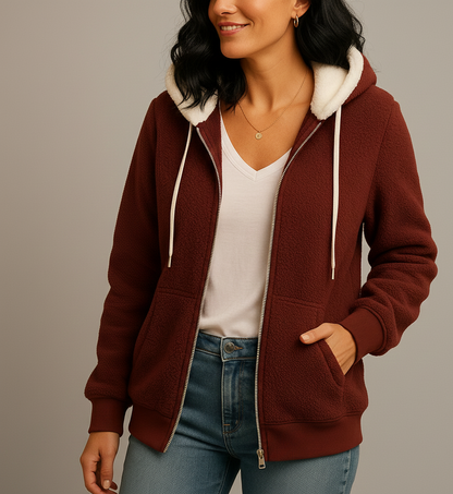 Veurig Lange Fleece Damesvest met Capuchon voor Extra Warmte