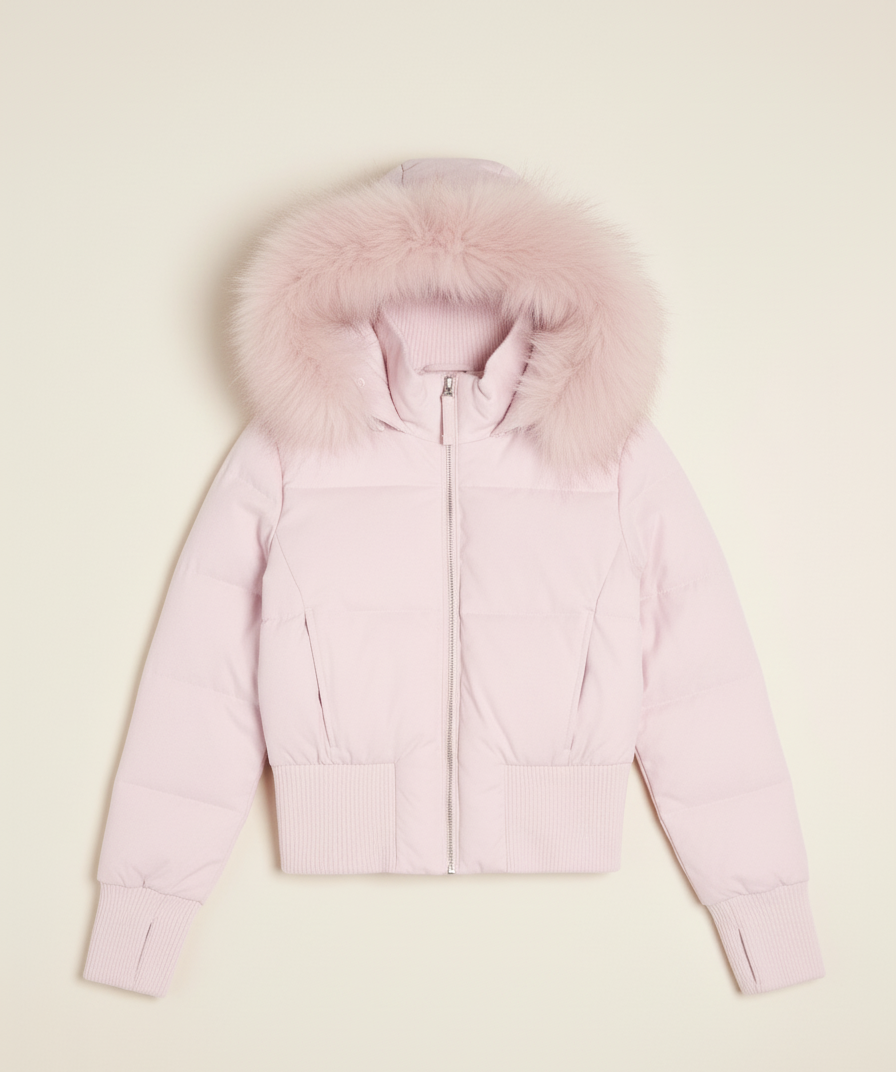 Gewatteerde Dames Winterjas met Afneembare Capuchon en Imitatiebontkraag