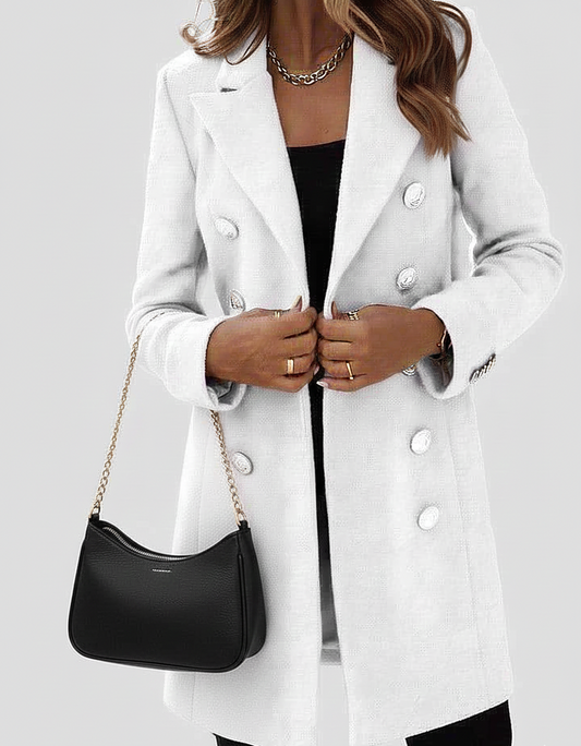 TailleurChic Peacoat Dames – Getailleerde Mantel met Dubbele Knopen