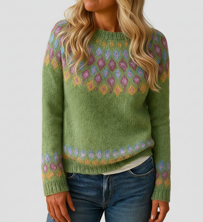 Winterprint Trui Nova – Warme damestrui met zachte wolmix en print