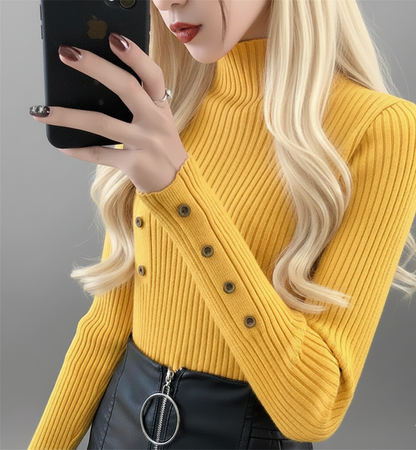 Warme dames coltrui met zachte stretch en elegante pasvorm