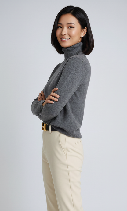 Warme KnitCol Damestrui met Hoge Hals – Zachte Gebreide Wintertrui