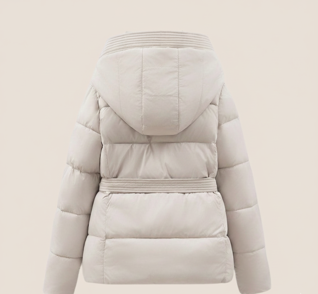 FrostLijn Gewatteerde Damesparka met Tailleceintuur – Warme Winterjas