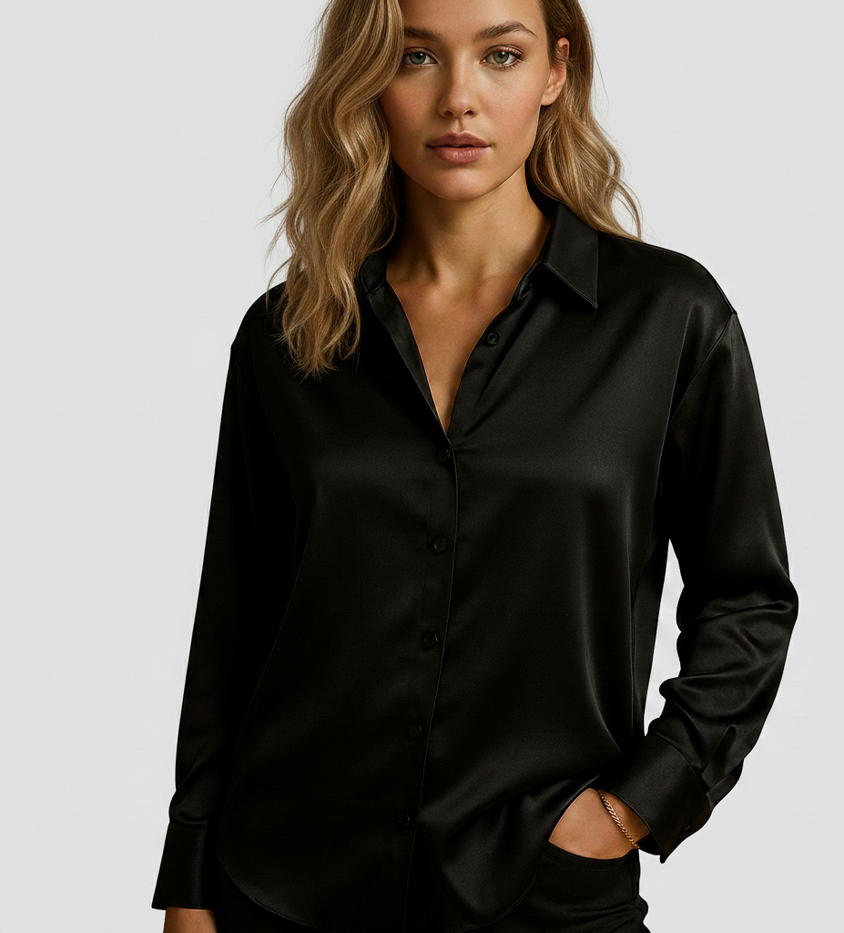 Dames Luchtige Blouse Elise – V-hals met kraag en knoopsluiting