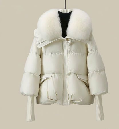 Luxeflair Pufferjas Dames – Heuplange Winterjas met Bontkraag