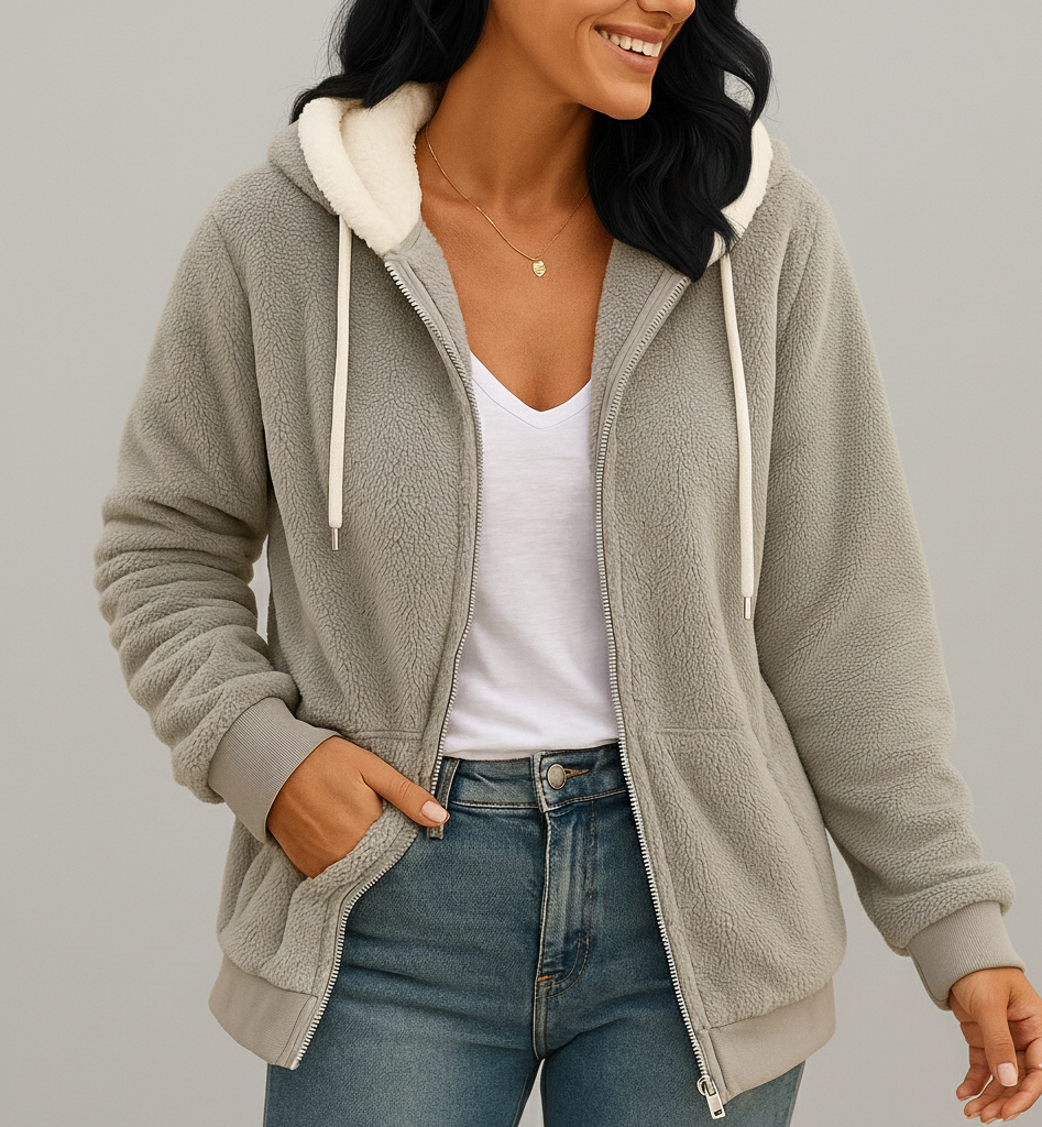 Veurig Lange Fleece Damesvest met Capuchon voor Extra Warmte