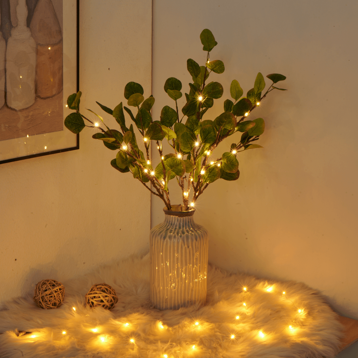 BloesemGloed Eucalyptus LED Takverlichting met Warm Licht