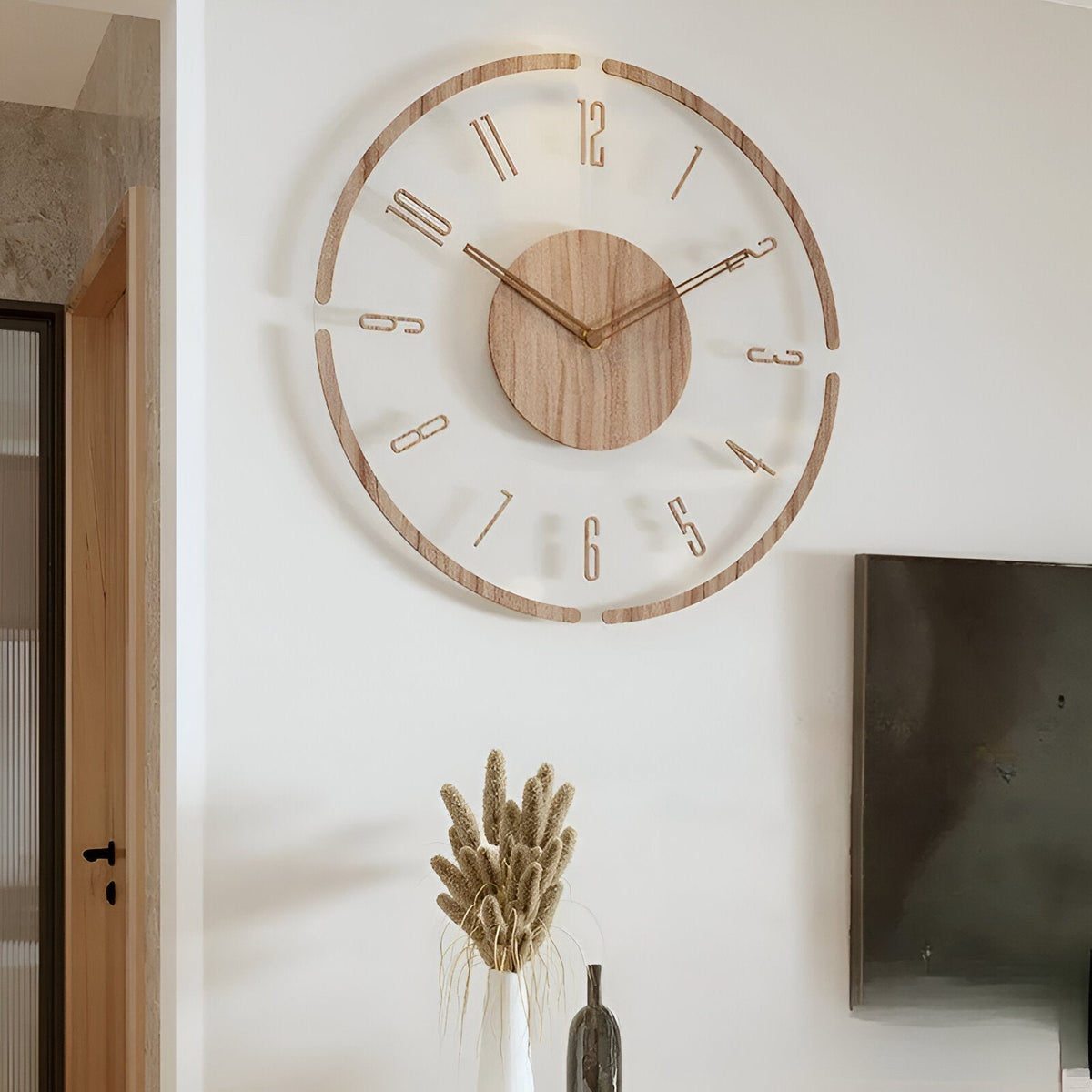 TijdWarm Houten Wandklok – Stil Klokwerk met Moderne Uitstraling