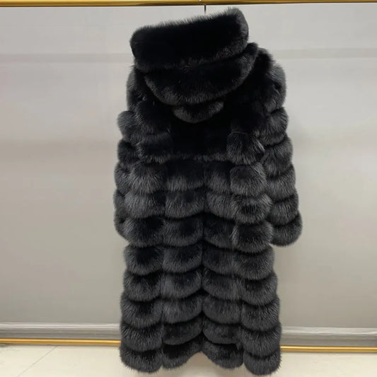 Dames Lange Winterjas met Capuchon – Gelaagd Design
