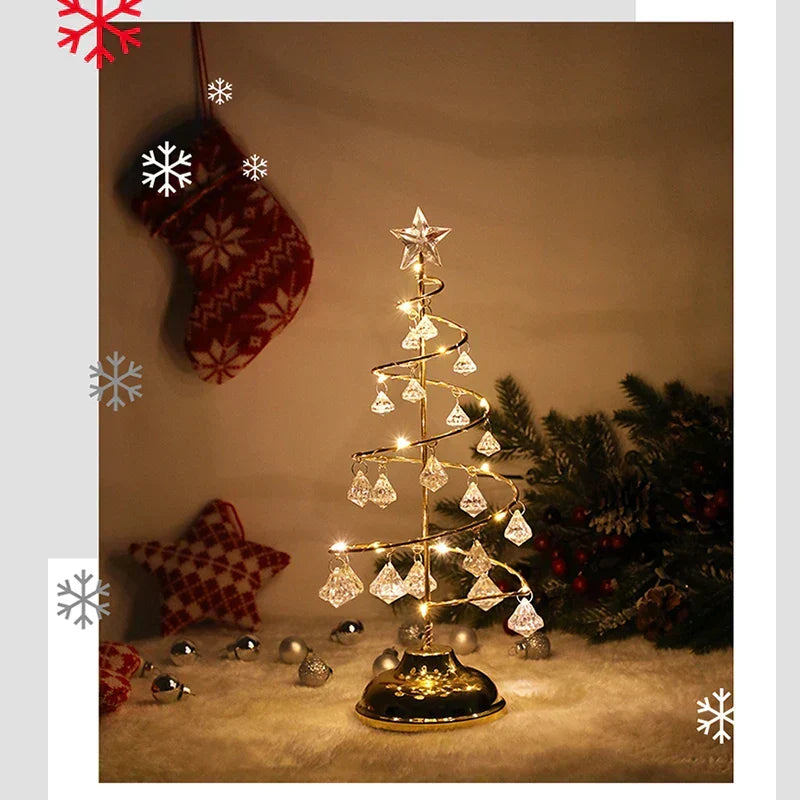 CrystalGlow - Kerstboom Tafellamp met Kristaldecoratie en LED-verlichting