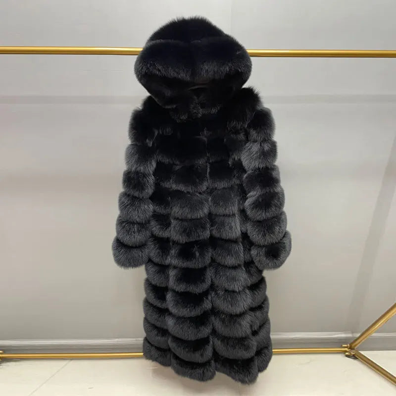 Dames Lange Winterjas met Capuchon – Gelaagd Design