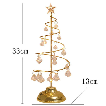 CrystalGlow - Kerstboom Tafellamp met Kristaldecoratie en LED-verlichting