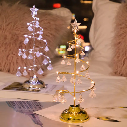 CrystalGlow - Kerstboom Tafellamp met Kristaldecoratie en LED-verlichting