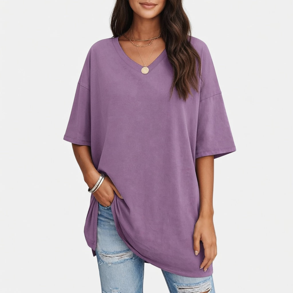 Evelien Top – Comfortabele Katoenen Dames Top met V-hals