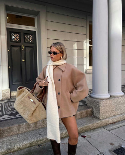Lieke Dames Mantel – Oversized Double-Breasted Jas voor Herfst en Winter