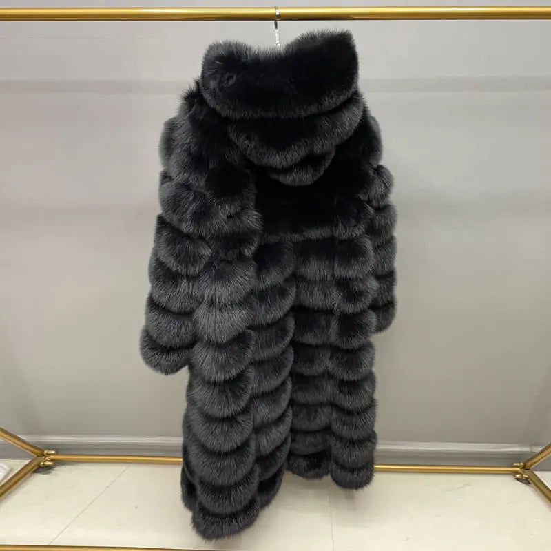 Dames Lange Winterjas met Capuchon – Gelaagd Design