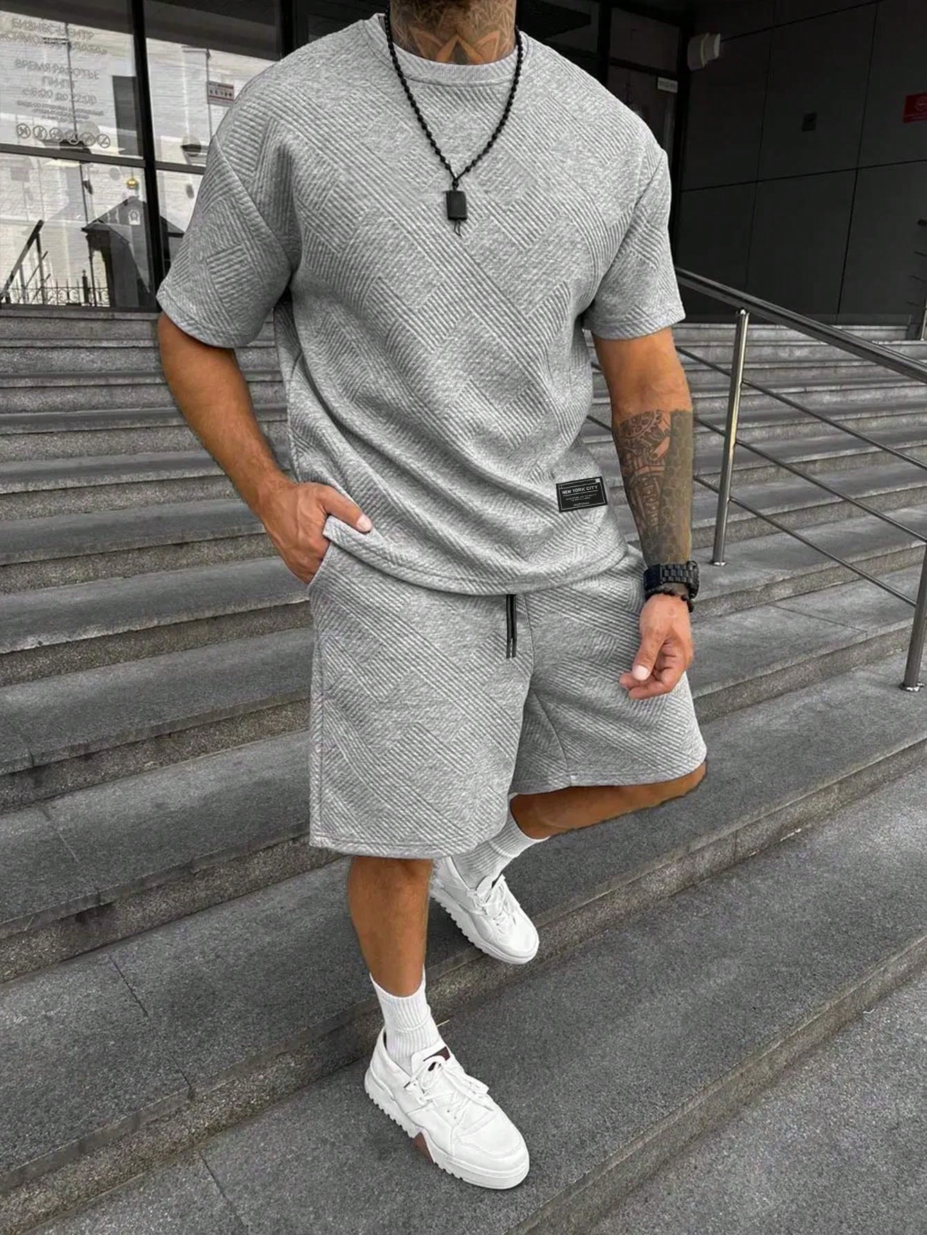 LuchtFit Heren Zomerset met Oversized T-Shirt en Sportieve Shorts