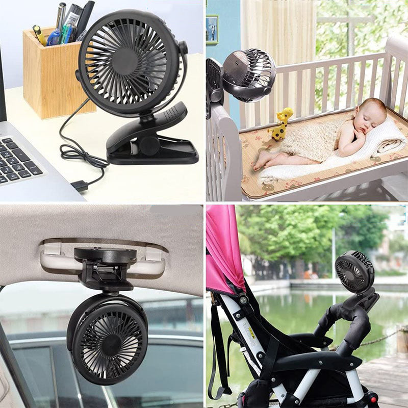 BriesKlem USB Klemventilator Draadloos 360° Oplaadbaar en Draaibaar