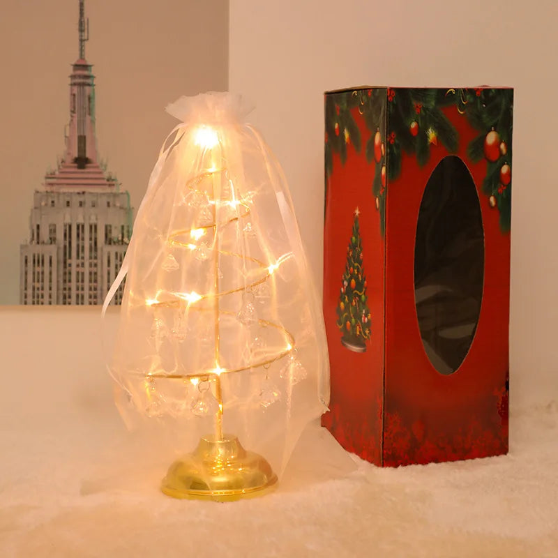 CrystalGlow - Kerstboom Tafellamp met Kristaldecoratie en LED-verlichting