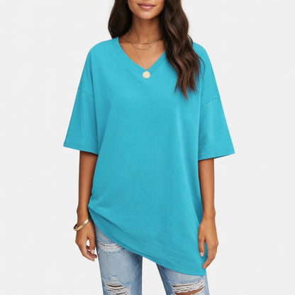 Evelien Top – Comfortabele Katoenen Dames Top met V-hals