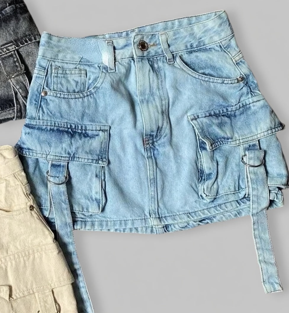 Ravena denim minirok dames A-lijn met zakken casual stijl