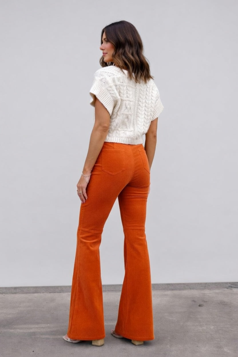 Novalyn Dames Flared Broek met Hoge Taille en Trekband