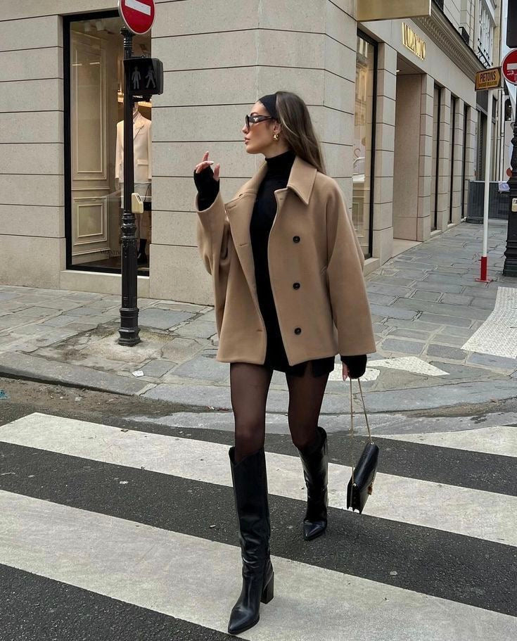Lieke Dames Mantel – Oversized Double-Breasted Jas voor Herfst en Winter