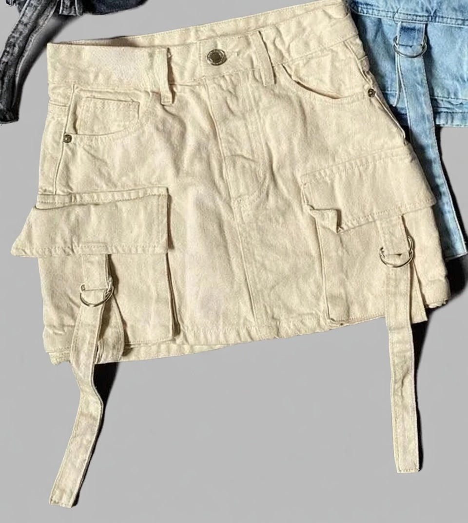 Ravena denim minirok dames A-lijn met zakken casual stijl