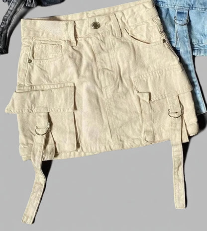 Ravena denim minirok dames A-lijn met zakken casual stijl