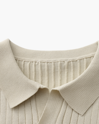 Heren Poloshirt met Fijnrib en Open Kraag voor Zomer