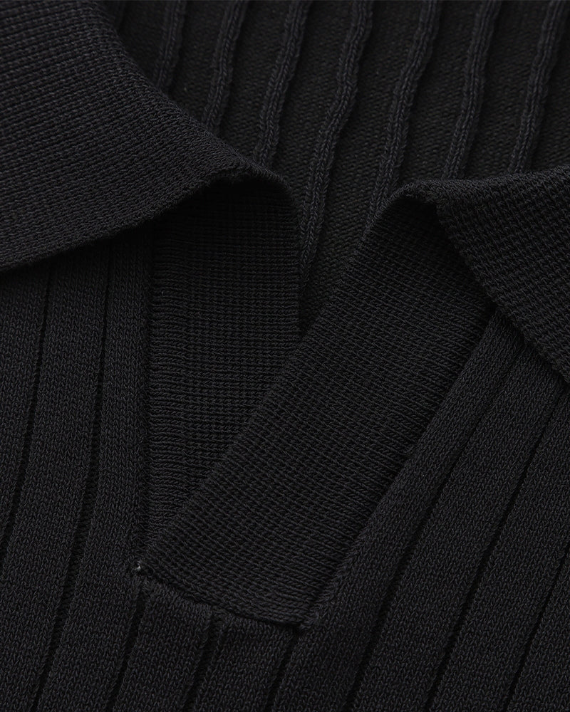 Heren Poloshirt met Fijnrib en Open Kraag voor Zomer