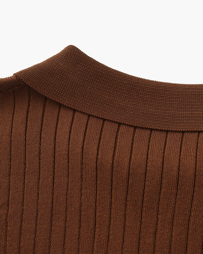 Heren Poloshirt met Fijnrib en Open Kraag voor Zomer