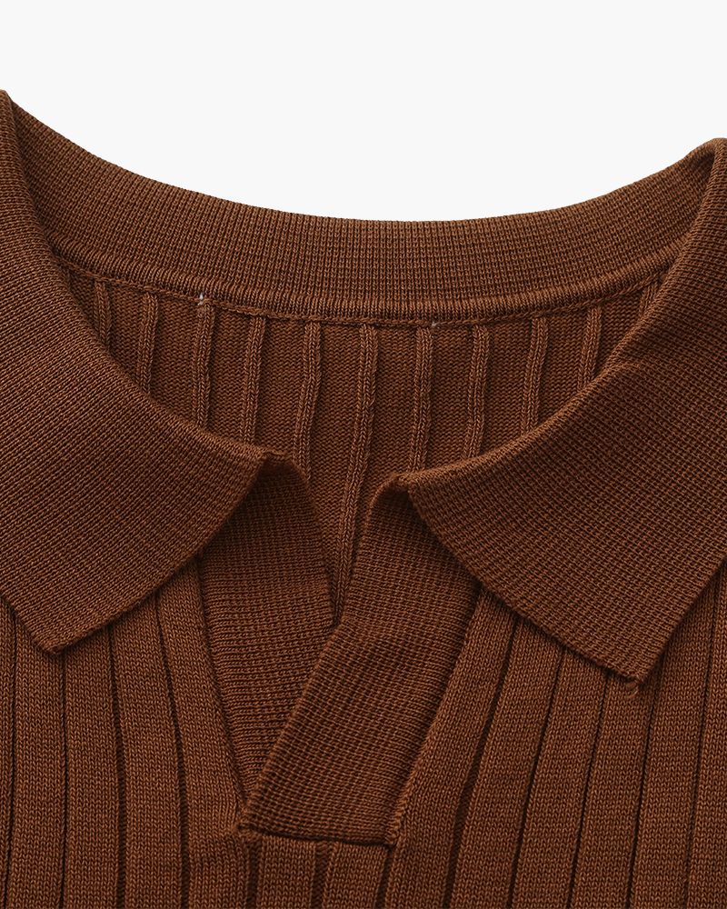 Heren Poloshirt met Fijnrib en Open Kraag voor Zomer