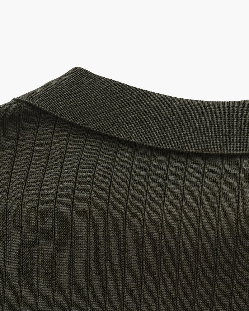 Heren Poloshirt met Fijnrib en Open Kraag voor Zomer