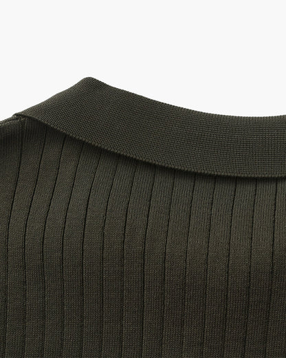 Heren Poloshirt met Fijnrib en Open Kraag voor Zomer
