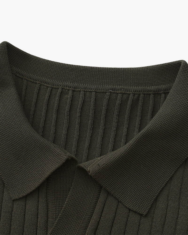 Heren Poloshirt met Fijnrib en Open Kraag voor Zomer