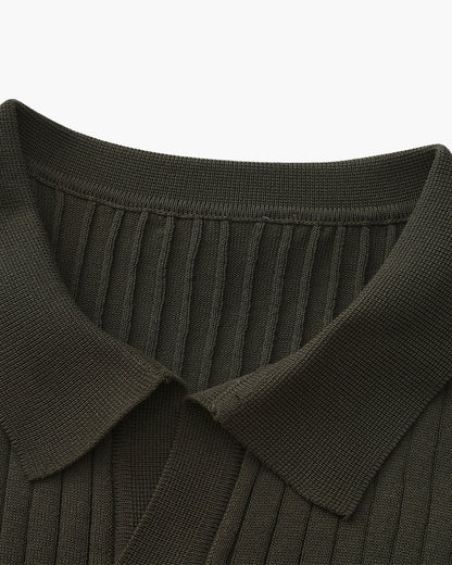Heren Poloshirt met Fijnrib en Open Kraag voor Zomer
