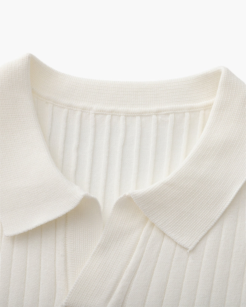 Heren Poloshirt met Fijnrib en Open Kraag voor Zomer