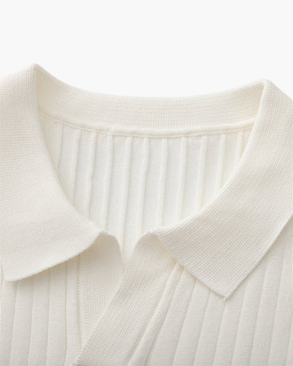 Heren Poloshirt met Fijnrib en Open Kraag voor Zomer