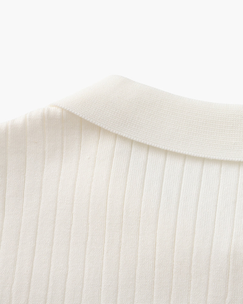 Heren Poloshirt met Fijnrib en Open Kraag voor Zomer