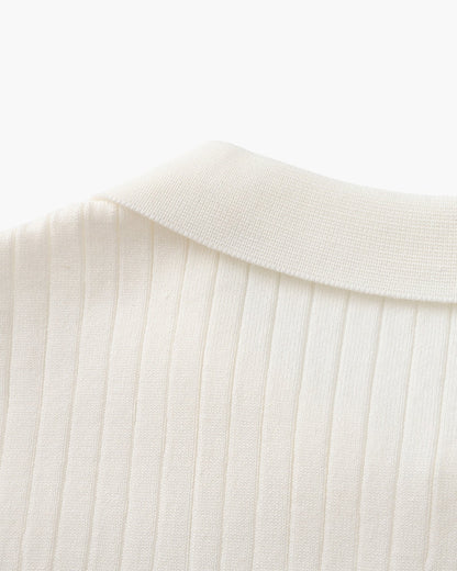 Heren Poloshirt met Fijnrib en Open Kraag voor Zomer