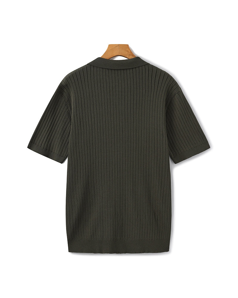 Heren Poloshirt met Fijnrib en Open Kraag voor Zomer