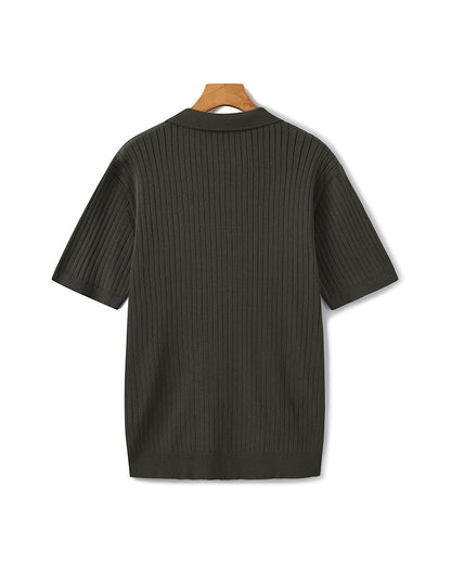 Heren Poloshirt met Fijnrib en Open Kraag voor Zomer