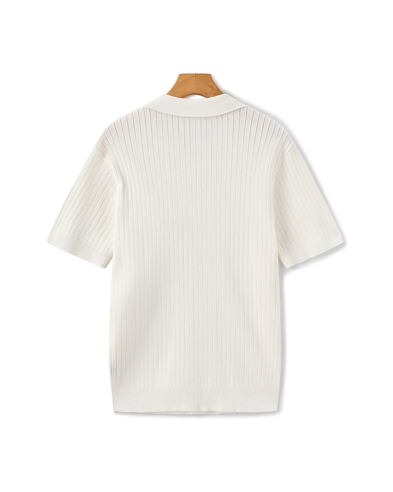 Heren Poloshirt met Fijnrib en Open Kraag voor Zomer