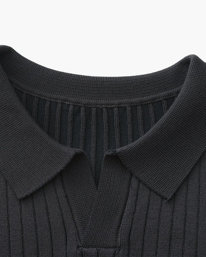 Heren Poloshirt met Fijnrib en Open Kraag voor Zomer