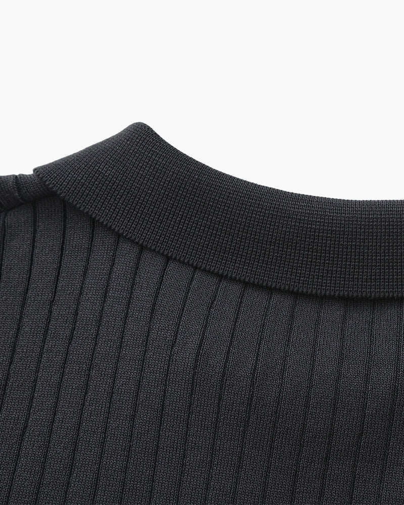 Heren Poloshirt met Fijnrib en Open Kraag voor Zomer