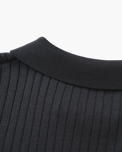 Heren Poloshirt met Fijnrib en Open Kraag voor Zomer