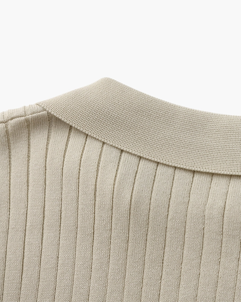 Heren Poloshirt met Fijnrib en Open Kraag voor Zomer