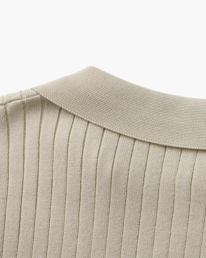 Heren Poloshirt met Fijnrib en Open Kraag voor Zomer